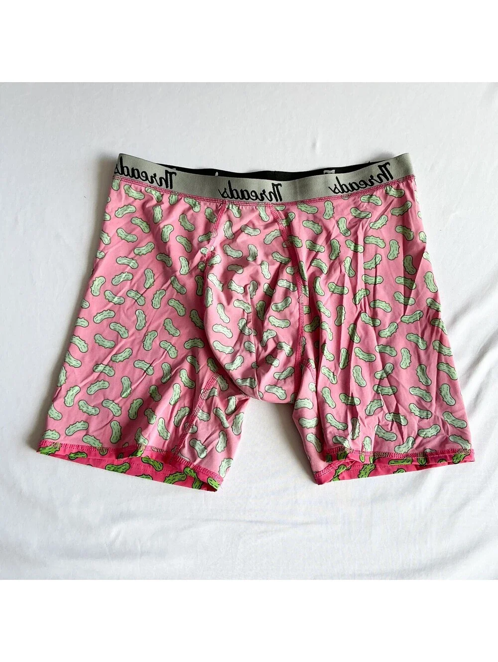 Threads Pink Boxer Briefs with Green Pickle Cartoon Fun Print Mens Size XXL